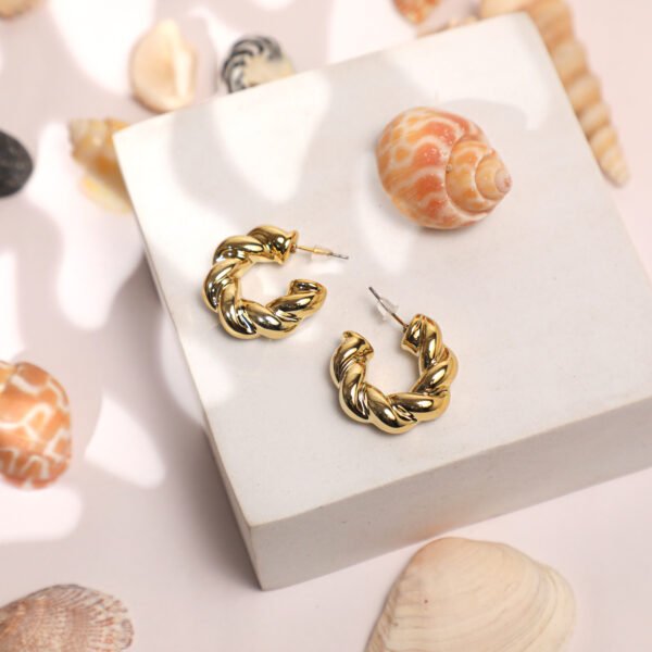 Gold | Twisted Hoop Earrings | Korean Fashion